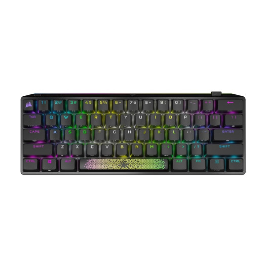 Corsair K70 PRO MINI WIRELESS RGB 60% Mechanical Gaming Keyboard (Fastest Sub-1ms Wireless, Swappable CHERRY MX Speed Silver Key switches, Aluminum Frame, PBT Double-Shot Keycaps) QWERTY, NA Layout - Black
